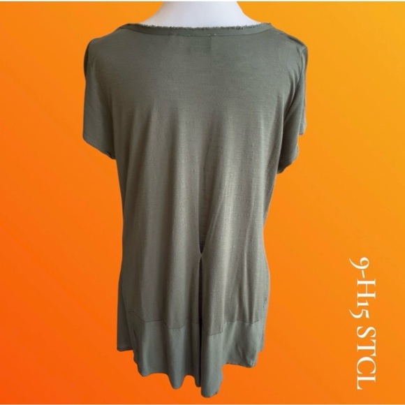 Olive Green Women's Top with Sunflower Detail - Picture 8 of 11